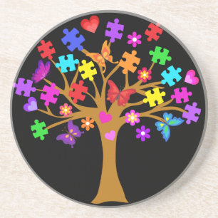 Autism Awareness Tree Coaster