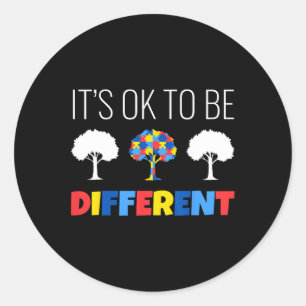 Autism Awareness Tree It’s Ok To Be Different Classic Round Sticker