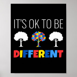 Autism Awareness Tree It’s Ok To Be Different Poster