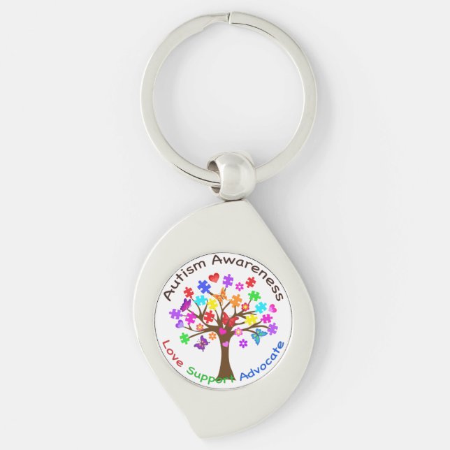 Autism Awareness Tree Key Ring (Front)