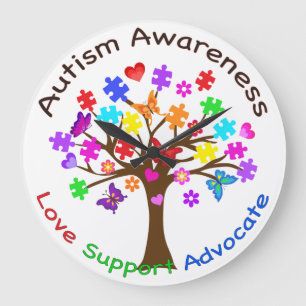 Autism Awareness Tree Large Clock