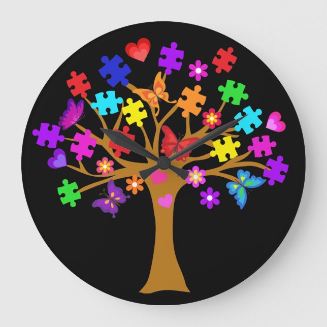 Autism Awareness Tree Large Clock (Front)