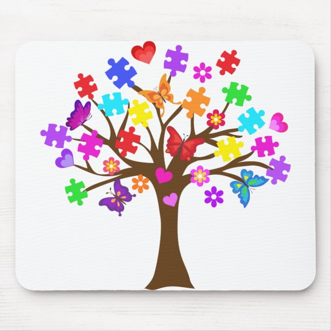 Autism Awareness Tree Mouse Mat (Front)