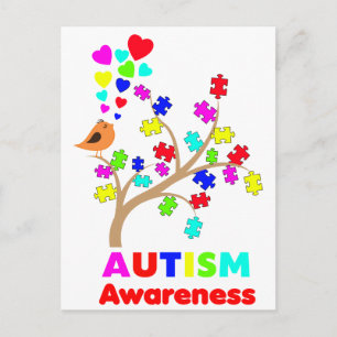 Autism awareness tree postcard