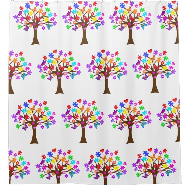 Autism Awareness Tree Shower Curtain (Front)