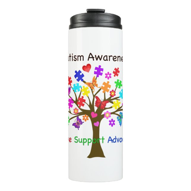 Autism Awareness Tree Thermal Tumbler (Front)