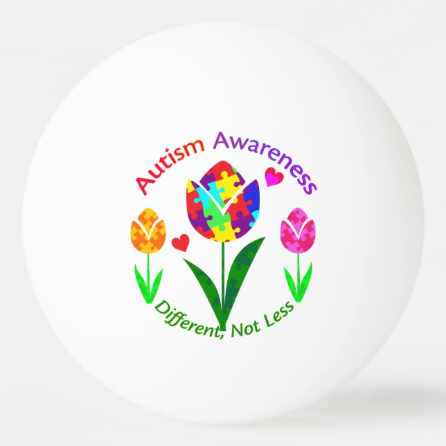 Autism Awareness Tulip Ping Pong Ball (Front)