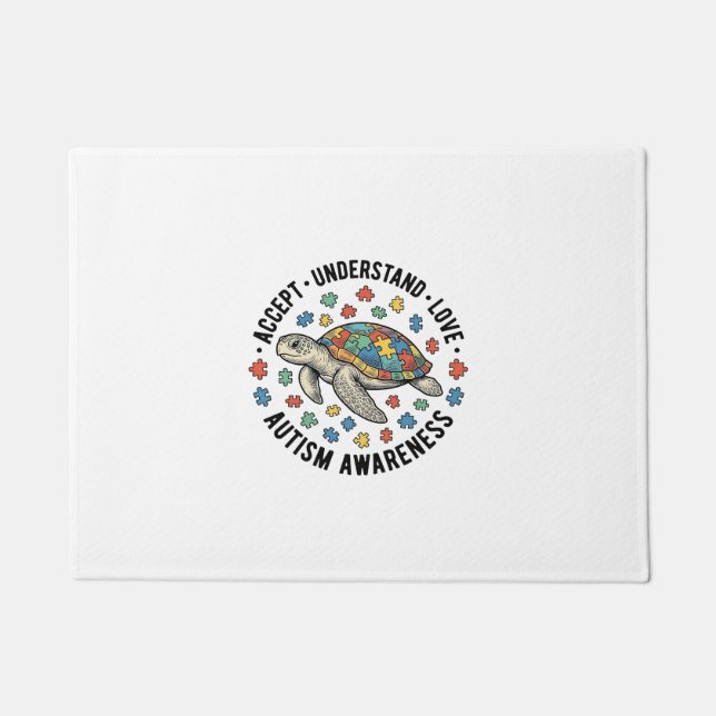 Autism Awareness Turtle Puzzle Vector Design_1 Doormat (Front)