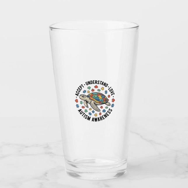 Autism Awareness Turtle Puzzle Vector Design_1 Glass (Front)