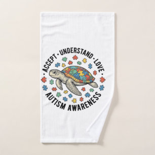 Autism Awareness Turtle Puzzle Vector Design_1 Hand Towel