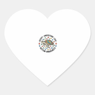 Autism Awareness Turtle Puzzle Vector Design_1 Heart Sticker