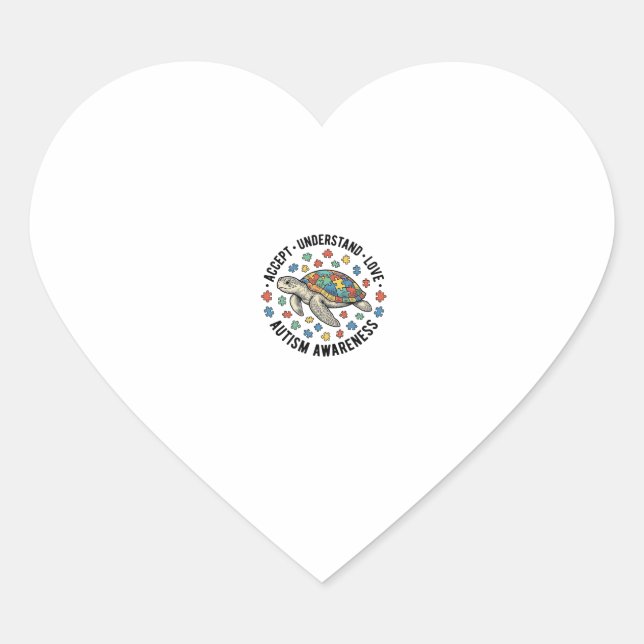 Autism Awareness Turtle Puzzle Vector Design_1 Heart Sticker (Front)
