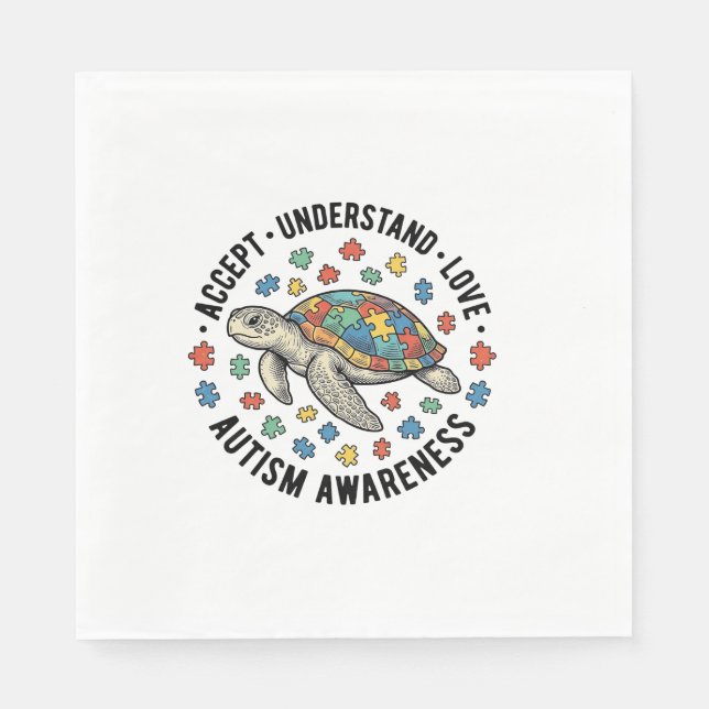 Autism Awareness Turtle Puzzle Vector Design_1 Napkin (Front)