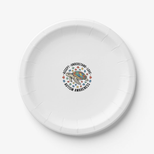 Autism Awareness Turtle Puzzle Vector Design_1 Paper Plate (Front)