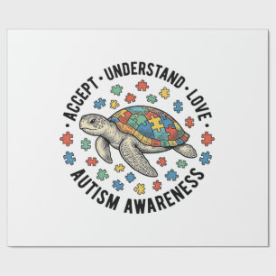 Autism Awareness Turtle Puzzle Vector Design_1 Wrapping Paper