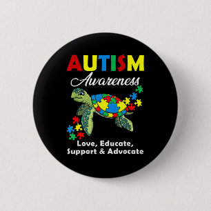 Autism Awareness Turtles Puzzle Mum Support Autist 6 Cm Round Badge