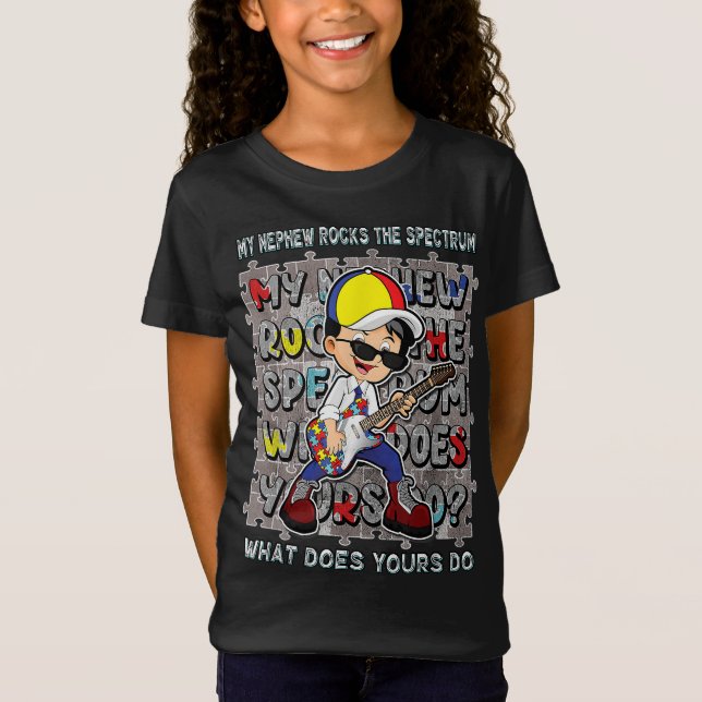 Autism Awareness Uncle Aunt Tee My Nephew Rocks Th (Front)