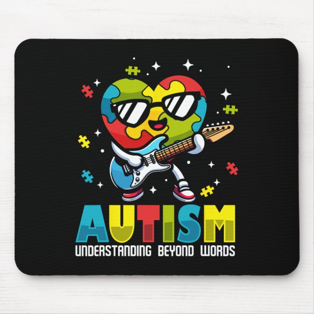 Autism Awareness Understanding Beyond Words Music  Mouse Mat (Front)