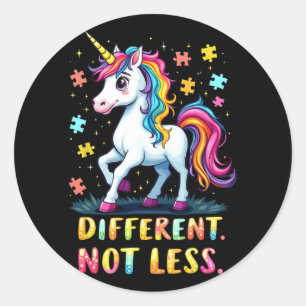 Autism Awareness Unicorn Different Not Less Girls Classic Round Sticker