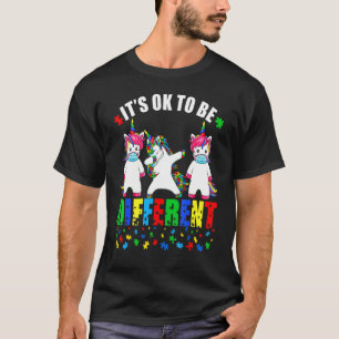Autism Awareness Unicorn Face Mask It's Ok To Be D T-Shirt