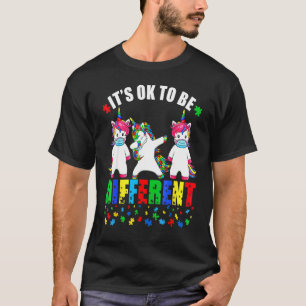 Autism Awareness Unicorn Face Mask It's Ok To Be D T-Shirt