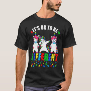 Autism Awareness Unicorn Face Mask It's Ok To Be D T-Shirt