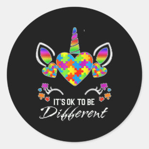Autism Awareness Unicorn Mask It's Ok To Be Differ Classic Round Sticker