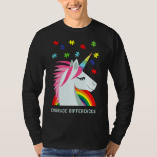 Autism Awareness Unicorn Puzzle Piece Embrace Diff T-Shirt
