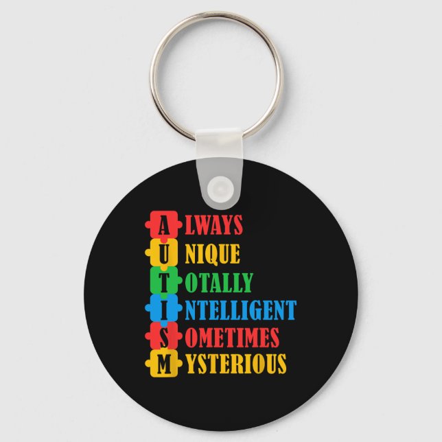Autism Awareness Unique Intelligent Mysterious 3  Key Ring (Front)