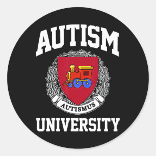 Autism Awareness University Puzzle Pieces Support Classic Round Sticker