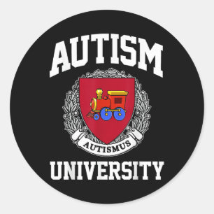 Autism Awareness University Puzzle Pieces Support Classic Round Sticker