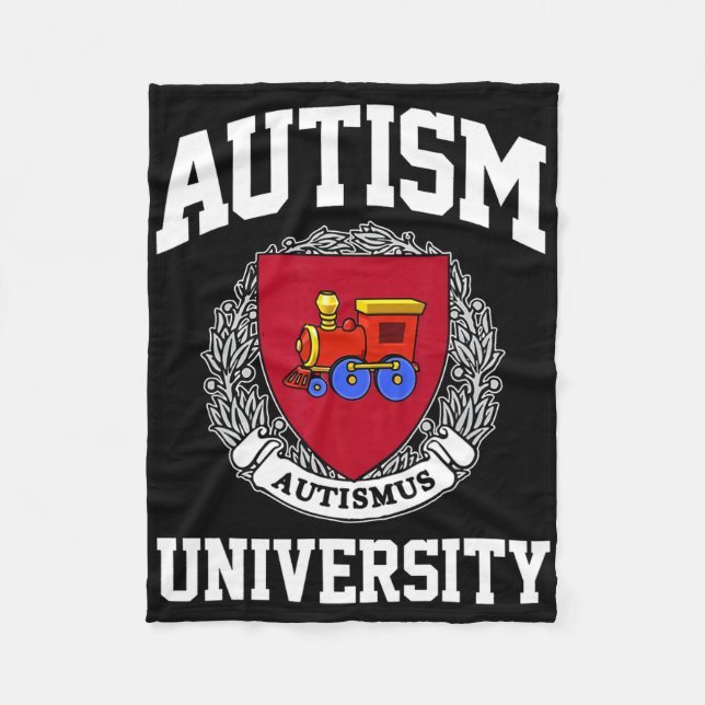 Autism Awareness University Puzzle Pieces Support  Fleece Blanket (Front)
