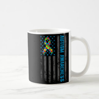 Autism Awareness US American Flag Mum Dad Kids Coffee Mug