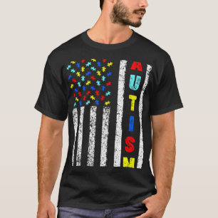 Autism Awareness USA Flag For Men Women Kids Autis T-Shirt