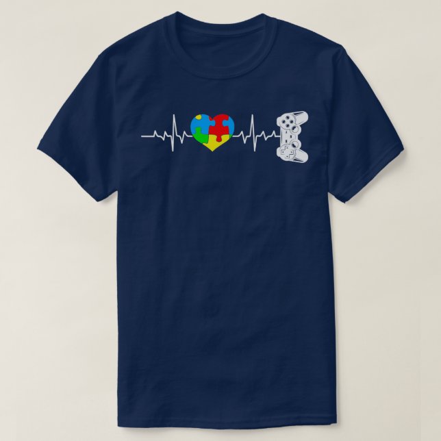 Autism Awareness Video Game Controller Heart Puzzl T-Shirt (Design Front)