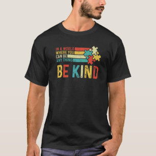 Autism Awareness Vintage Retro Be Kind Puzzle Piec T-Shirt