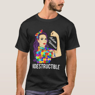 Autism Awareness Warrior Indestructible Mum Autist T-Shirt