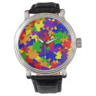 Autism Awareness watch with Rainbow Puzzle Pieces