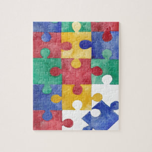 Autism Awareness watercolor puzzle