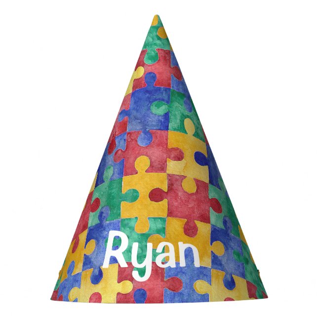 Autism Awareness watercolor puzzle hat (Front)
