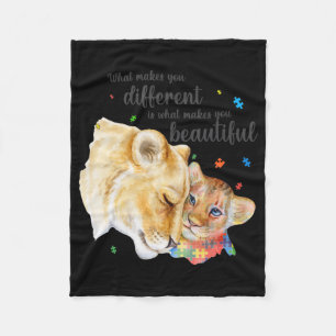 Autism Awareness What Makes You Different Lion Mum Fleece Blanket