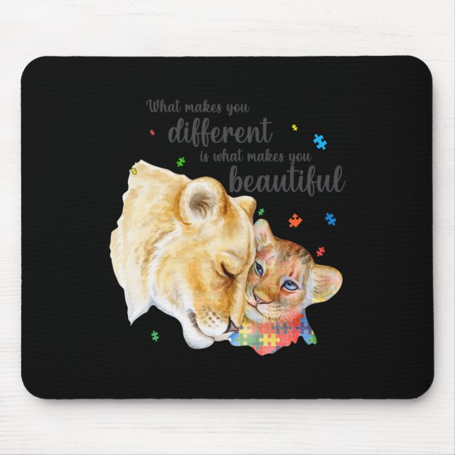 Autism Awareness What Makes You Different Lion Mum Mouse Mat (Front)