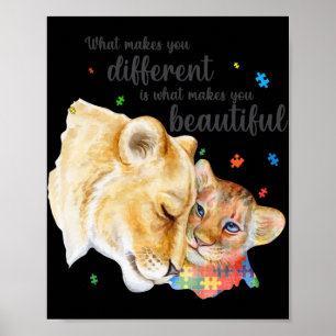 Autism Awareness What Makes You Different Lion Mum Poster