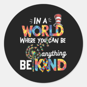 Autism Awareness Why Fit In Doctor Teacher Cat In Classic Round Sticker