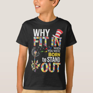 Autism Awareness Why Fit In Doctor Teacher Cat In T-Shirt