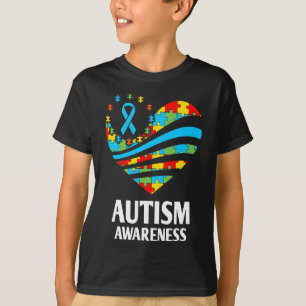 Autism Awareness Women Heart Support Autistic Kid T-Shirt