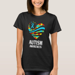 Autism Awareness Women Heart Support Autistic Kid T-Shirt