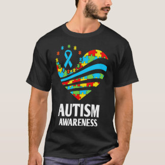 Autism Awareness Women Heart Support Autistic Mont T-Shirt