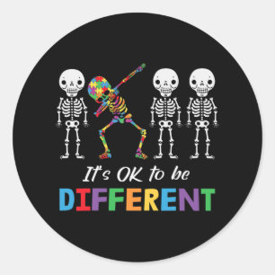 Autism Awareness Women Kid Its Ok To Be Different  Classic Round Sticker