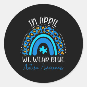 Autism Awareness Women Kids Acceptance In April We Classic Round Sticker